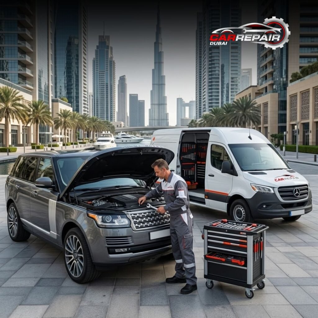 Certified mechanic performing mechanical repair in Dubai Business Bay