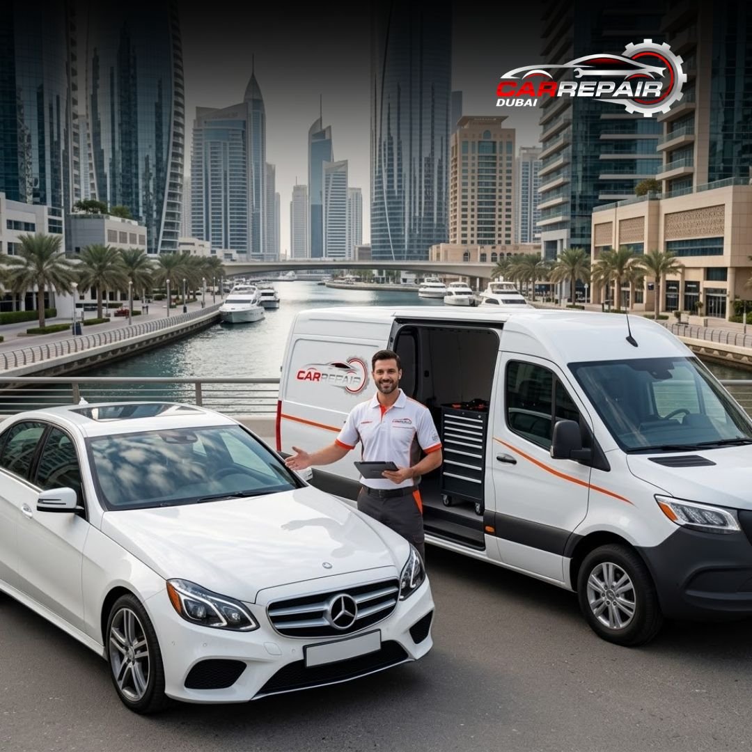 Certified mobile car repair mechanic providing professional automotive service in Dubai Business Bay